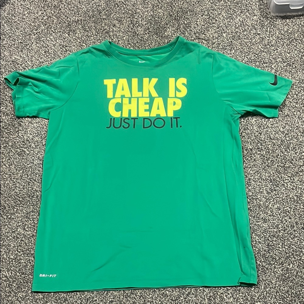 Nike Green Short Sleeve Tee with Bold Yellow Print